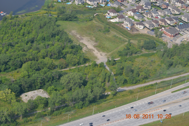 The riverbank site of Aquablu along the Rivière des Prairies