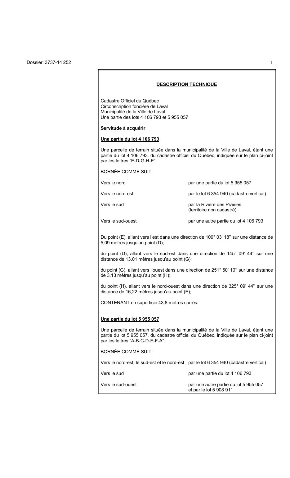 Certified technical description accompanying plan 16469